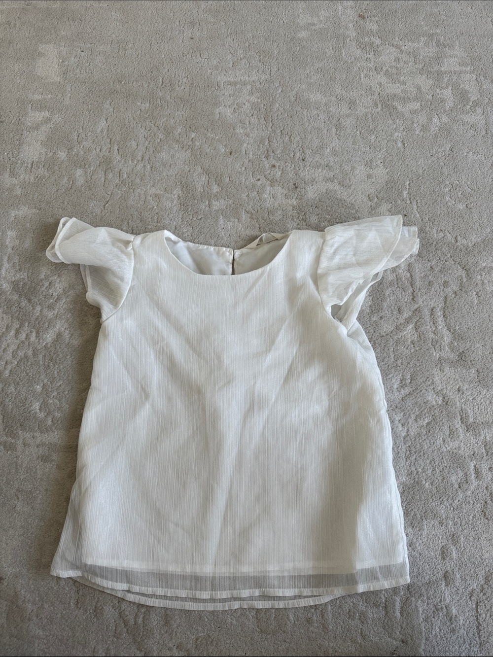 H&M White Sheer Flutter Sleeve Blouse